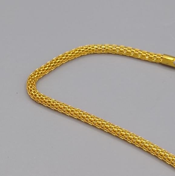 Gold tone Knitted Metal Mesh Rope Chain Necklace - Picture 8 of 12